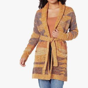NWOT Pendleton Monterey Belted Sweater Cardigan, Multi Gold, Petite Small